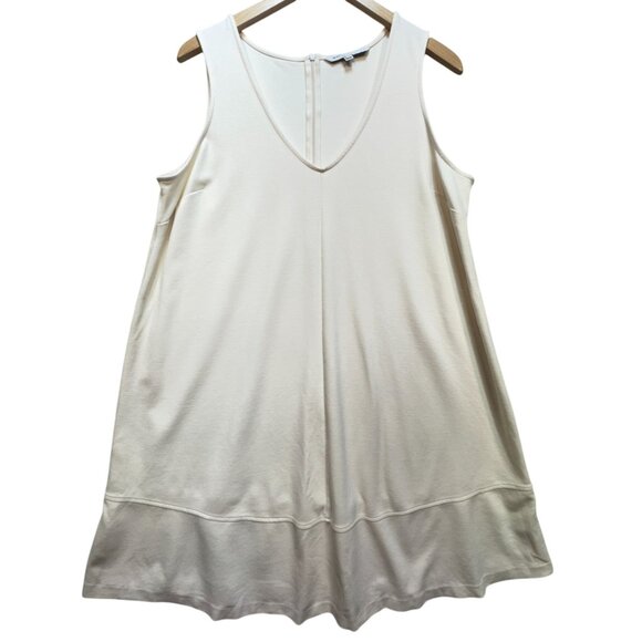 The Nines By Hatch Women’s Tank Dress Sleeveless Size XL Beige Stretch Back Zip - Picture 1 of 11